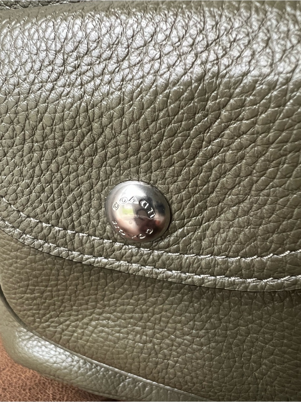 Coach Olive Green Pebbled Leather Backpack with Front Pockets Style 6145 - Picture 4 of 15
